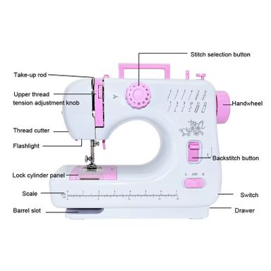 605Mini Portable Electric Sewing Machine With Night Light, Two Speed, Straight Line Sewing Machine For Home Use