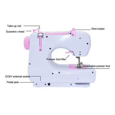 605Mini Portable Electric Sewing Machine With Night Light, Two Speed, Straight Line Sewing Machine For Home Use