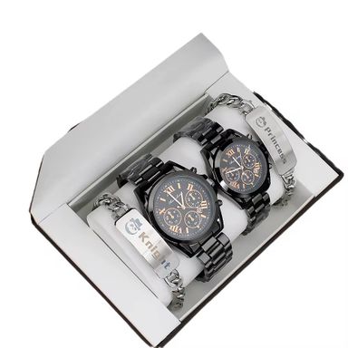 Black Watch High Quality Stainless Steel Bracelet Creative Gift Quartz Watch for Men and Women