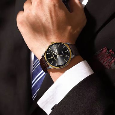 High Quality Wrist Watch for Men Waterproof Luminous Leather Band Luxury Men Quartz Watches