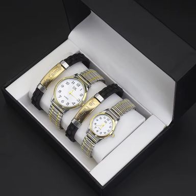 Je taime Couple's Quartz Watches Bracelet Set Luxury Man Watch and Women's Wrist Watch Gifts for Women Elastic Strap