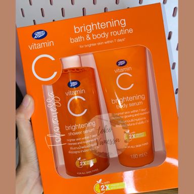 Boots Vitamin C Brightening Shower Serum 495ml + Body Serum 180ml BUNDLE SET