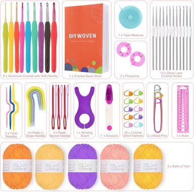 Charmkey Beginner Crochet Set Includes Yarn Crochet Hooks and Knitting Accessories