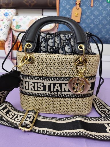 Bolsos CD, mimbre pequeño, negro