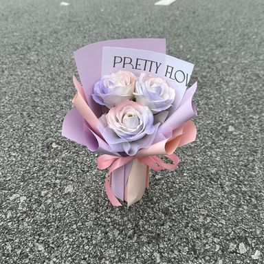 3 stalk Soap Rose Bouquet 