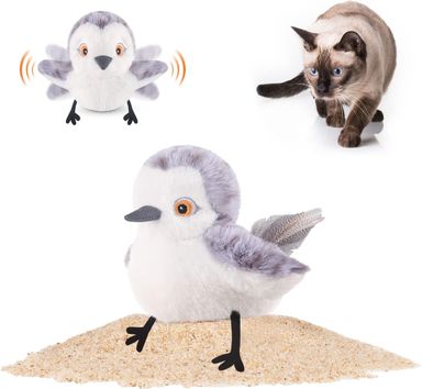 JUGUETE INTERACTIVO PAJARITO CON SONIDOS Y ALETEO PARA GATOS