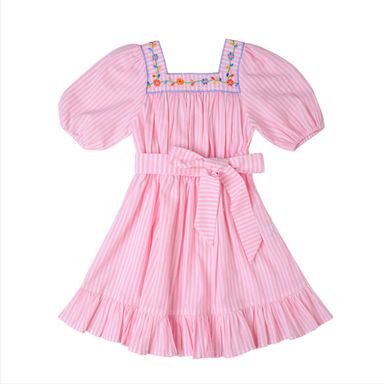 *Pre-order* Solange Embroidered Dress (Stripes)