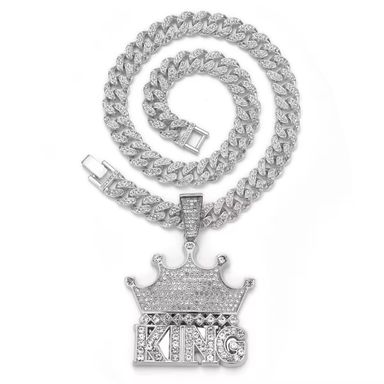 Punk Large Crown KING Letter Pendant Necklace Shiny Heavy Hip Hop Pendant Jewelry Gift for Men and Women