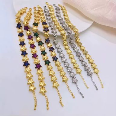 Colorful Star Cubic Zirconia Tennis Chain Personalized Star Charm Bracelets Women for Women Jewelry