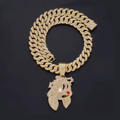 Cute Cartoon Dog Charm Cuban Link Chain Pendant for Women and Girls Ideas Gifts Luxury Decorated for Party Cool Women Girls