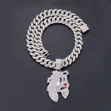 Cute Cartoon Dog Charm Cuban Link Chain Pendant for Women and Girls Ideas Gifts Luxury Decorated for Party Cool Women Girls