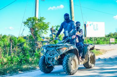 { ATV TOUR for 2 riders per ATV }  Get ready for a wild ride! You'll drive your own buggy through muddy trails, explore a hidden cave, visit a traditional Dominican house for local tastings (like coffee, cacao & mamajuana), and finish off with a swim at the stunning Macao Beach. Adventure, culture, and fun—all in one tour!