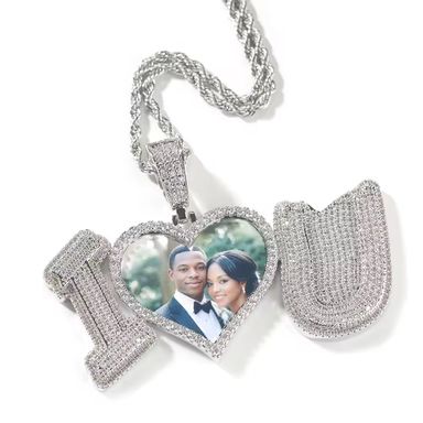 Wholesale and Customize 2Pcs/Set Shiny Fashion Custom Photo Pendant Jewelry Necklace for Men Women Mens Women Accessories Set