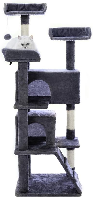 TORRE CENTRO DE ACTIVIDADES PARA GATOS DE 56" CON 2 MUEBLES CONDOMINIO