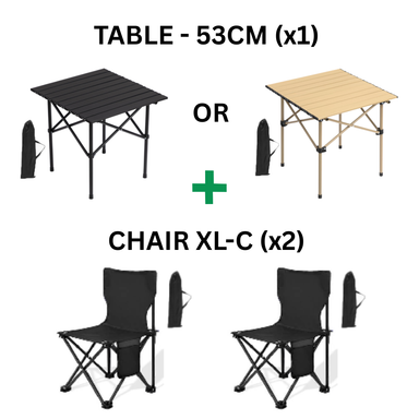 CAMPING SET CHAIR TABLE (2 PAX) (SET KERUSI BERKELAH)