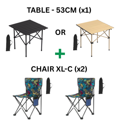 CAMPING SET CHAIR TABLE (2 PAX) (SET KERUSI BERKELAH)