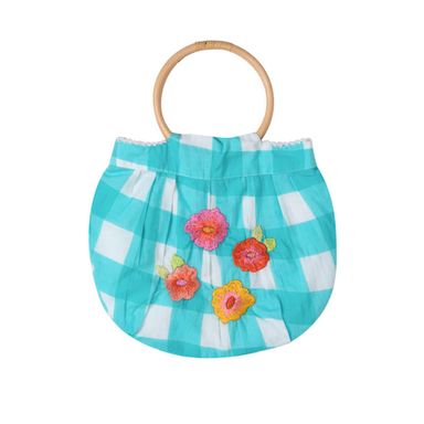 *Pre-order* Embroidered Bag With Bamboo Ring Handle