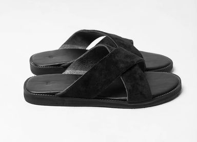 Men’s black leather sandal 