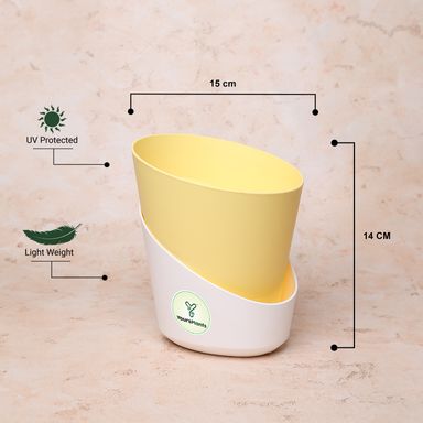 Pastel Yellow Atlantis Self Water Pots | Pack of 2