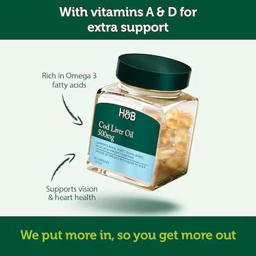 Holland & Barrett Pure Cod Liver Oil 500mg 30 Capsules