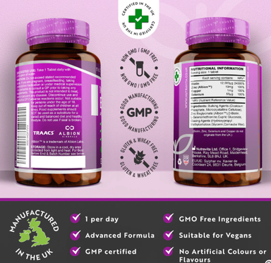 Biotin 12,000ug with Albion™ Zinc, Selenium & Copper 365 Vegan Tablets