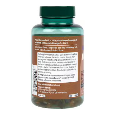 Holland & Barrett Vegan High Strength Flaxseed Triple Omega 3-6-9 Oil 60 Capsules