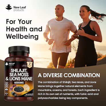 New Leaf Products Shilajit, Sea Moss & Lions Mane Capsules 120 Capsules