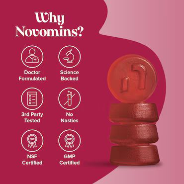 Novomins Libido Raspberry & Peach Flavour 60 Gummies