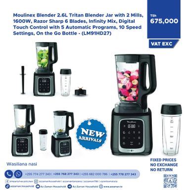 Moulinex Blender 2.6L Tritan Blender Jar with 2 mills