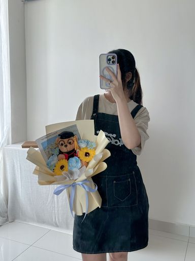Graduation Bear Soap Flower Bouquet   