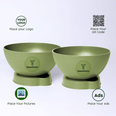 Olive Ara 20 Self-Watering Bowl Pot - 7.9-Inch with Smart Tray & Wick, Pack of  02