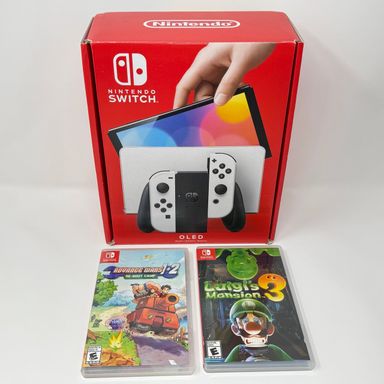 Nintendo Switch OLED Console + Luigi’s Mansion 3 + Advance Wars 1 + 2 Bundle