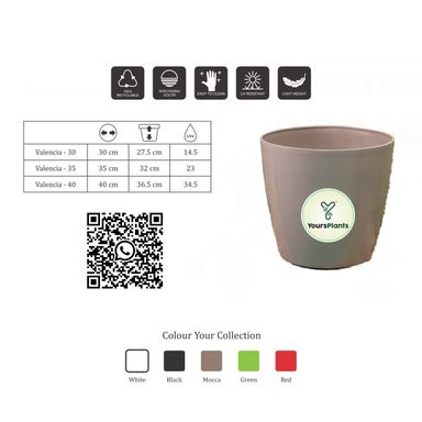 Large Planters with Wheels | 12Inch Planter | Mocca