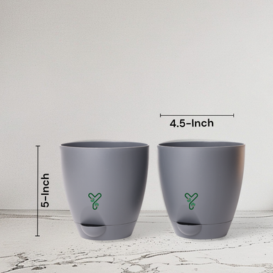 Grey Aqua Self Watering | 7inch Pot | Pack of 2