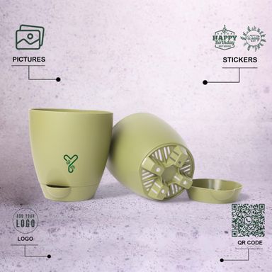 Olive Aqua Self Watering | 7inch Pot | Pack of 2