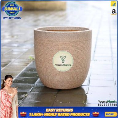 Milano Large Planters with Wheels | 12Inch Planter | Cream Stone 