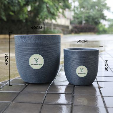 Milano Large Planters with Wheels | 12Inch Planter | Midnight Stone
