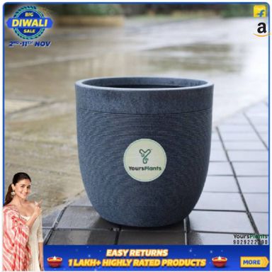 Milano Large Planters with Wheels | 12Inch Planter | Midnight Stone