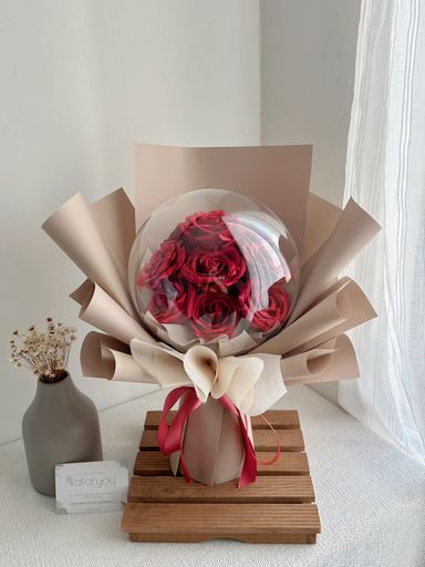 9 Stalk Soap Rose Big Acrylic Ball Bouquet  