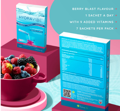 Hydravive Rapid Rehydration Electrolytes Powder - 21 Pack Berry Blast