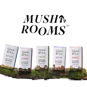 Grass & Co. FOCUS Lion's Mane Mushrooms with Ginseng + Omega-3 60 Vegan Capsules  