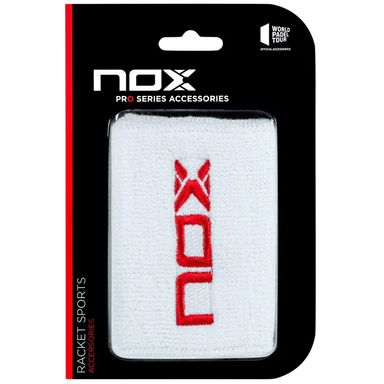 NOX Wristbands White (Red Logo) 