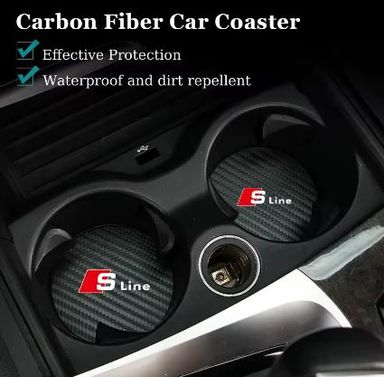 2Pcs Car Coasters Waterproof Slot Pads For Audi S-line (10007291)