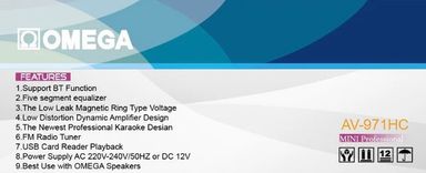Omega AV-971HC Mini Professional Bluetooth USB SD Card Portable Amplifier (10007590)