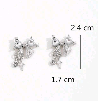 Rhinestone Bow Stud Earrings.
