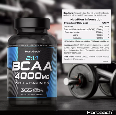 BCAA 4000 mg with Vitamin B6 | 365 Tablets
