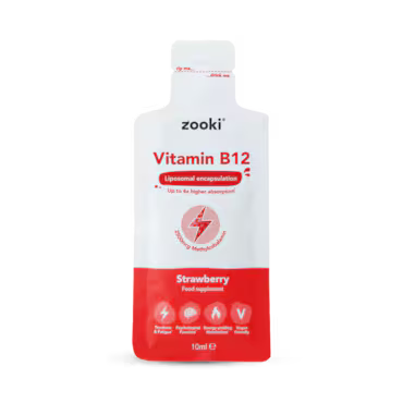 Zooki Liposomal Vitamin B12 2500mcg Strawberry Flavour 14 x 10ml Liquid Sachets