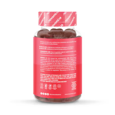 Novomins Energy Raspberry Flavour Vitamins 60 Gummies 30 Days Supply