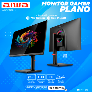 AIWA MD2734 K / 27.0¨ FHD / MONITOR PLANO / PANEL IPS / FRECUENCIA 180HZ
