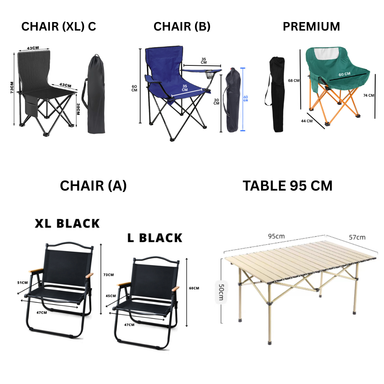 CAMPING SET CHAIR TABLE (4 PAX) (SET KERUSI BERKELAH)